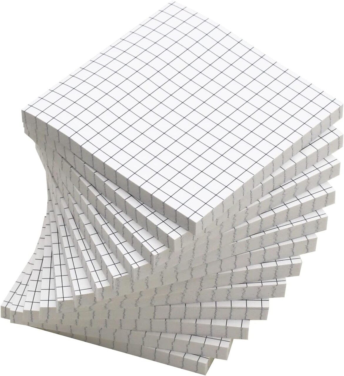 (12 Pad) Lined Grid Sticky Notes, Self-Stick Notes, Easy to Post for School, Office, Notebook, White Color Pads/Pack